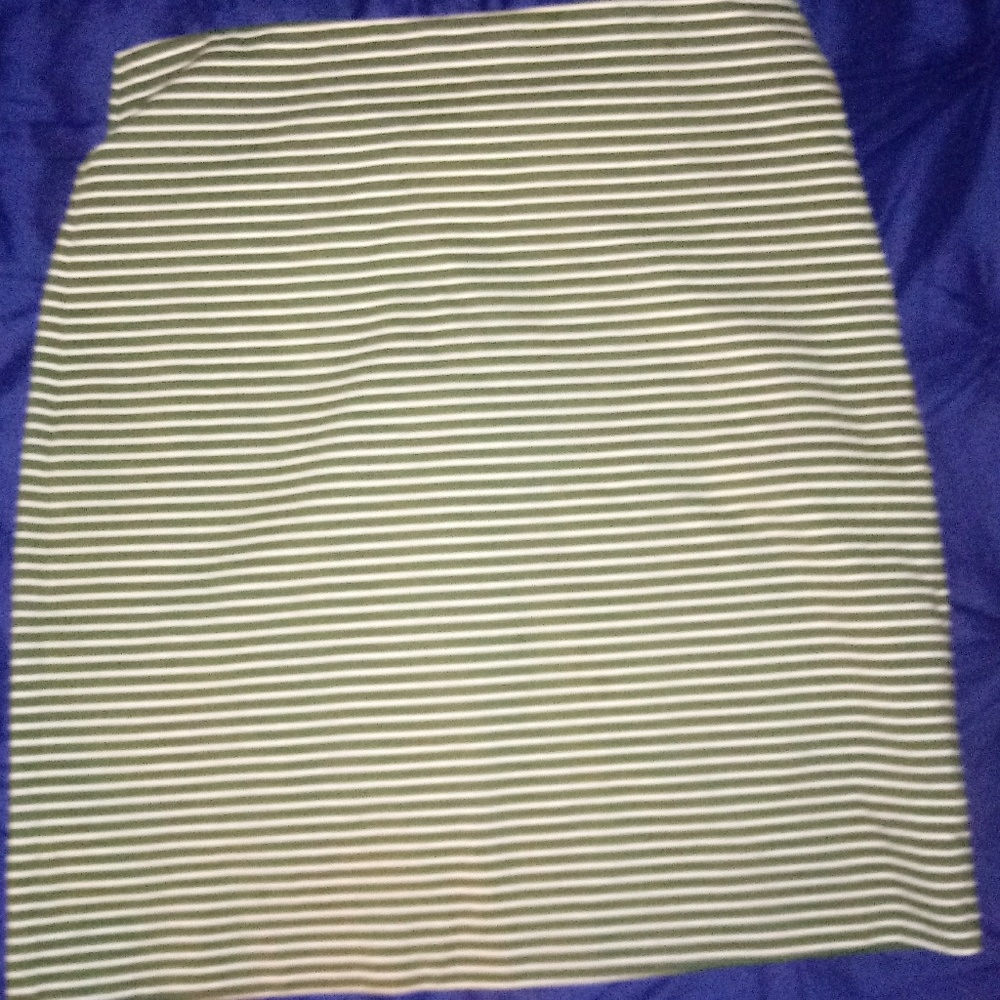 Green and white stripped skirt